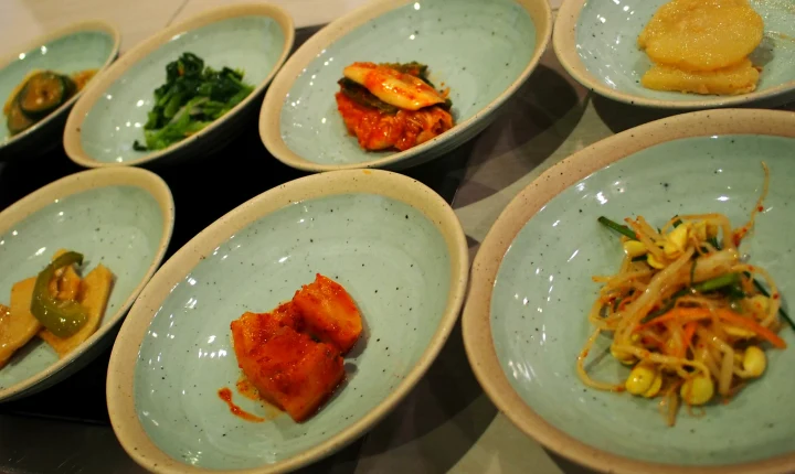 At a Korean restaurant, the meal often starts with banchan